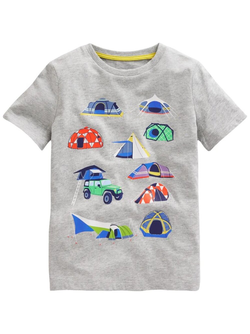 Mini Boden Boys 4-5Y T-Shirt - Grey w/ Camping Theme